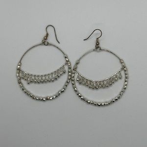 Silver Beaded Hoop Earrings